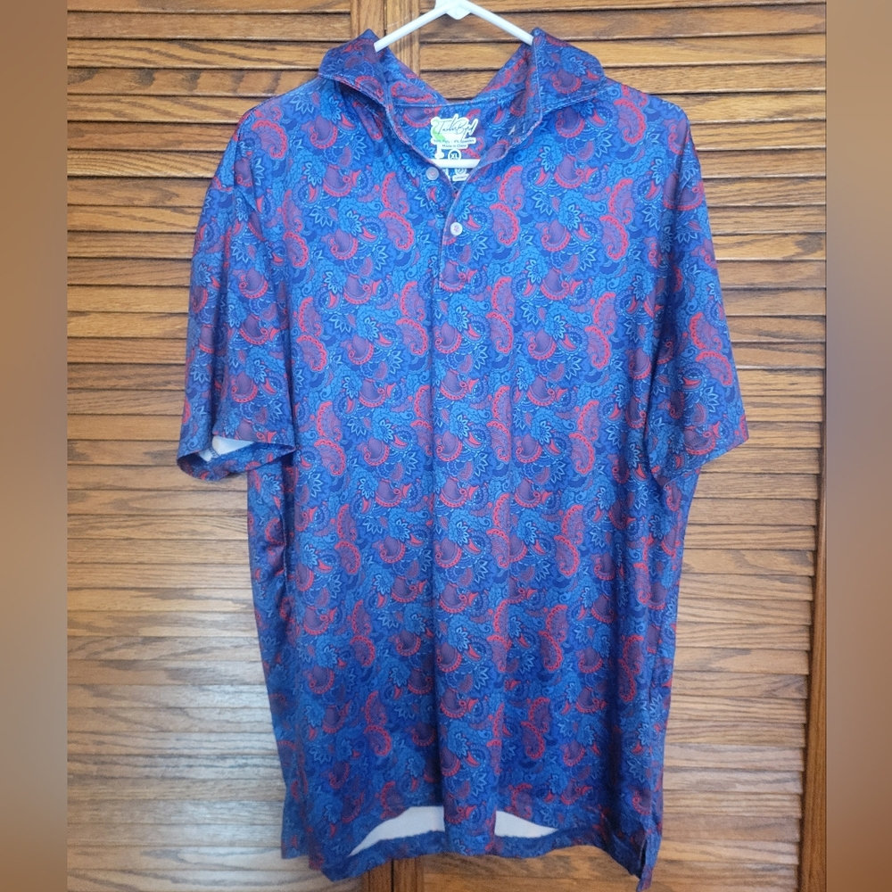 Tailorbyrd Blue‎ and Red Paisley Polo Shirt Golf Size XL Mens